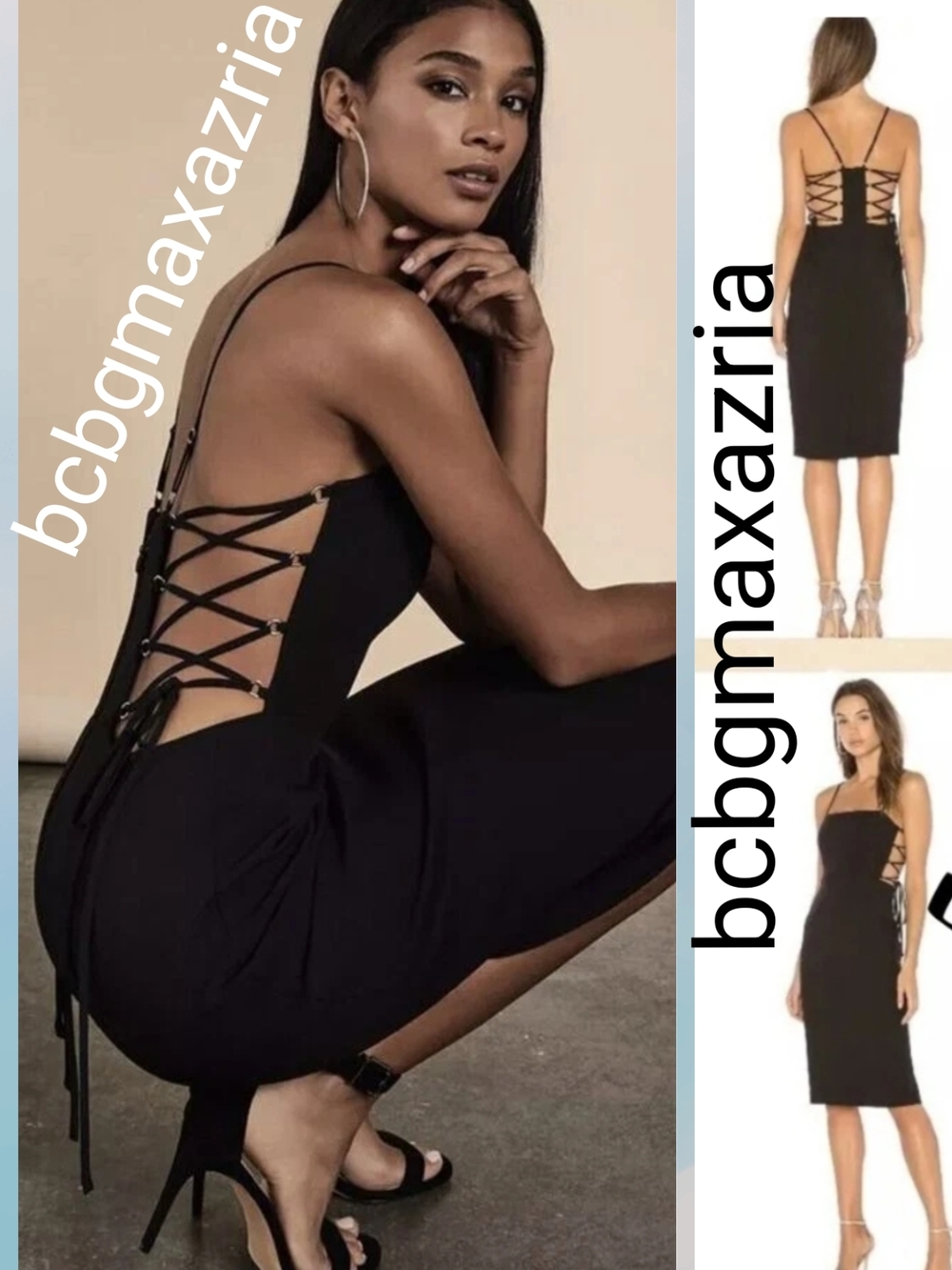 NEW WITH TAGS BCBGMAXAZRIA ESMEE LACE-UP SEXY CUT OUT MIDI  PENCIL DRESS